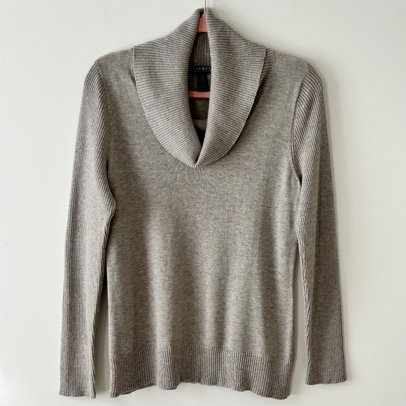 Lauren Ralph Lauren Gray Cowl Neck Sweater - Picture 1 of 16